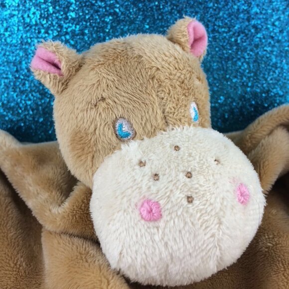 Hippo Hippopotame Doudou Lovey Peluche Plush Plat Carré Blanc USED 8" Security - Picture 2 of 12